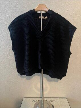 Eco Design Black V-Neck Knit Sweater Vest size M
